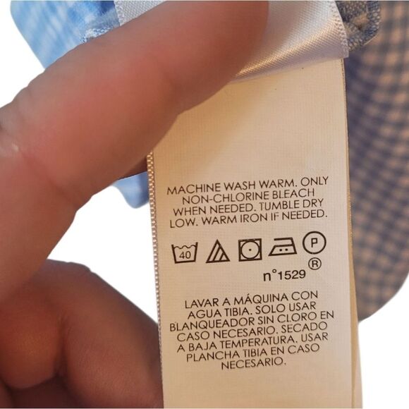 Ralph Lauren Men's Classic Fit Light Blue Gingham 100% Cotton Button Down Shirt - Picture 6 of 6